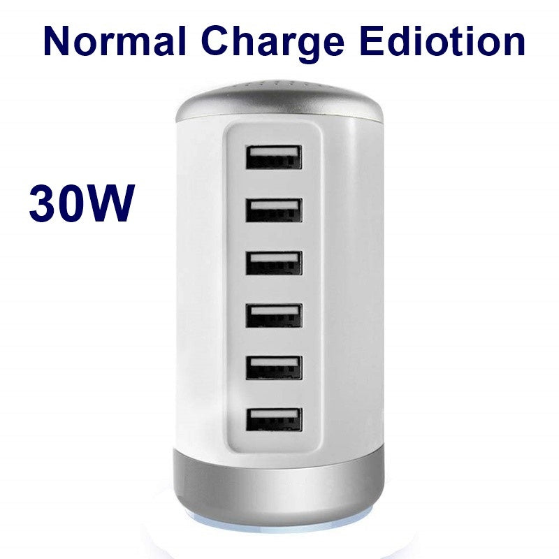 USB C Charging Station With 6Ports Mobile Phone Charger Multi-port Usb Cylindrical Charger