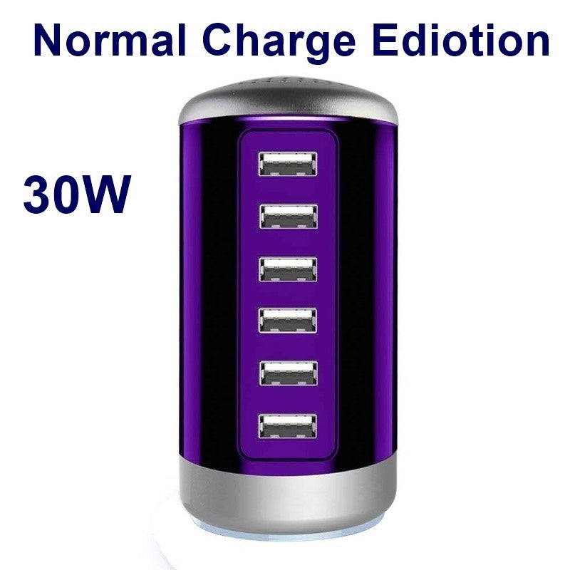 USB C Charging Station With 6Ports Mobile Phone Charger Multi-port Usb Cylindrical Charger